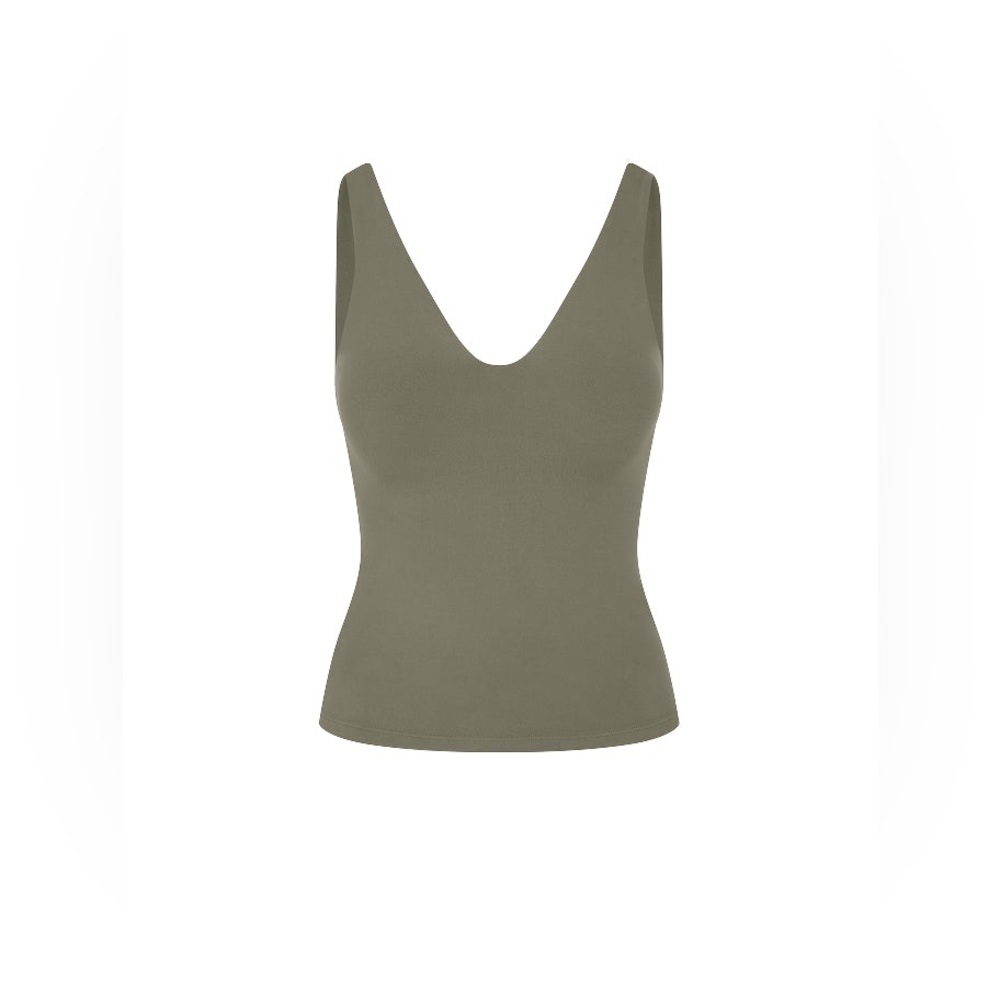 Abercrombie & Fitch Soft A&F V-Neck Tank Top Olive Green Size S